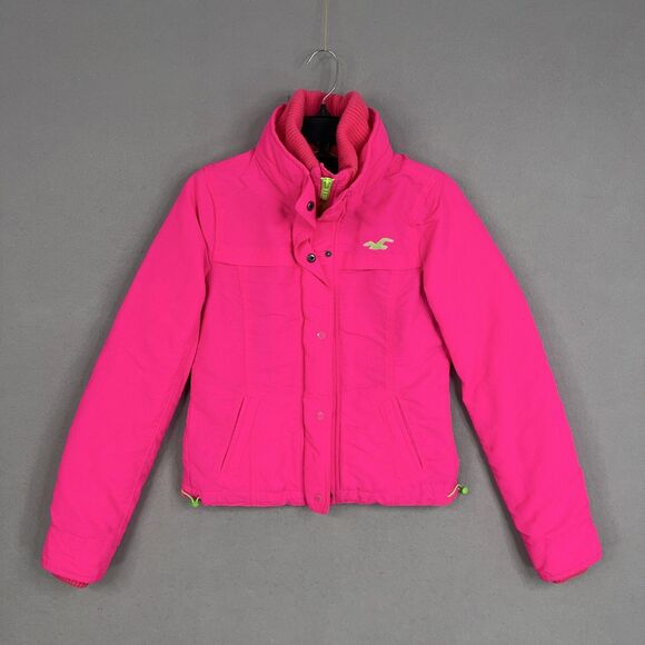 Hollister Jackets & Blazers - Hollister Jacket Womens Small Pink Bright Hot Neon Puffer Winter Coat Snow Ski